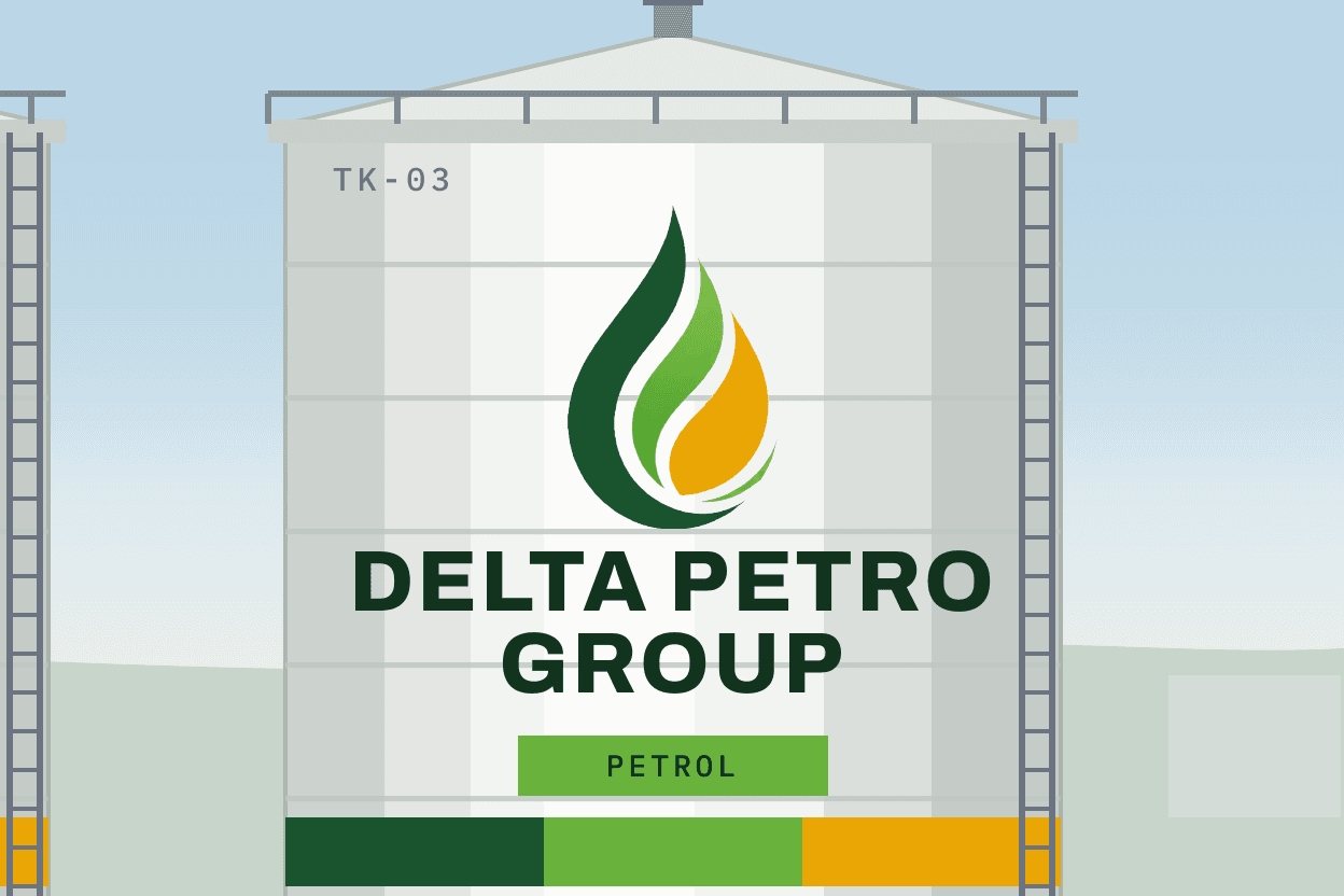 A Delta Petro Group storage tank for petrol.
